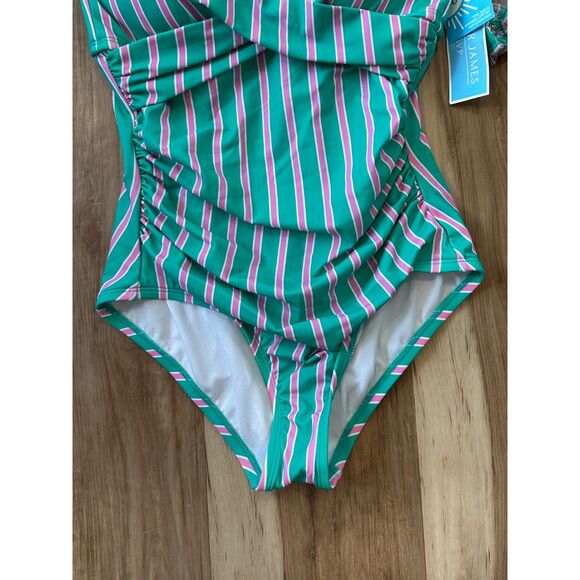 NWT Draper James Prep In Your Step Draped Bandeau One Piece Swimsuit Size Small - Picture 8 of 11